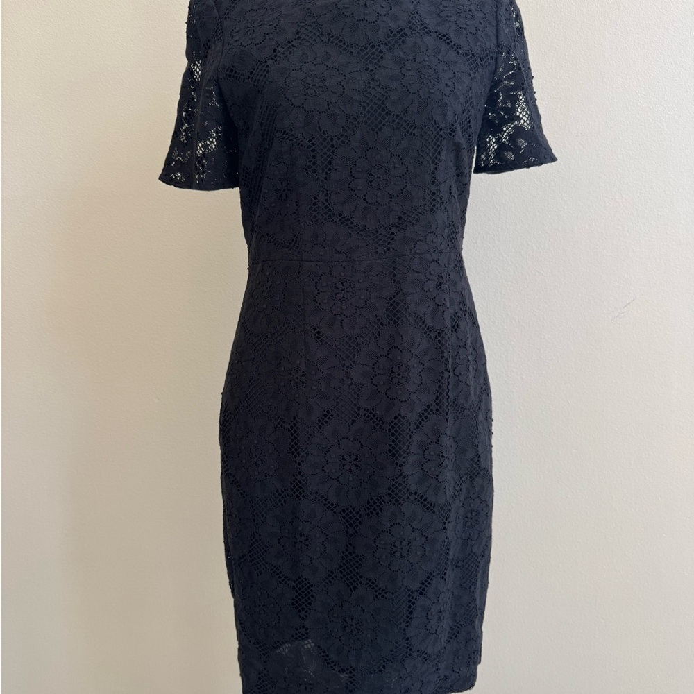 Burberry Black Floral Lace Midi Dress
